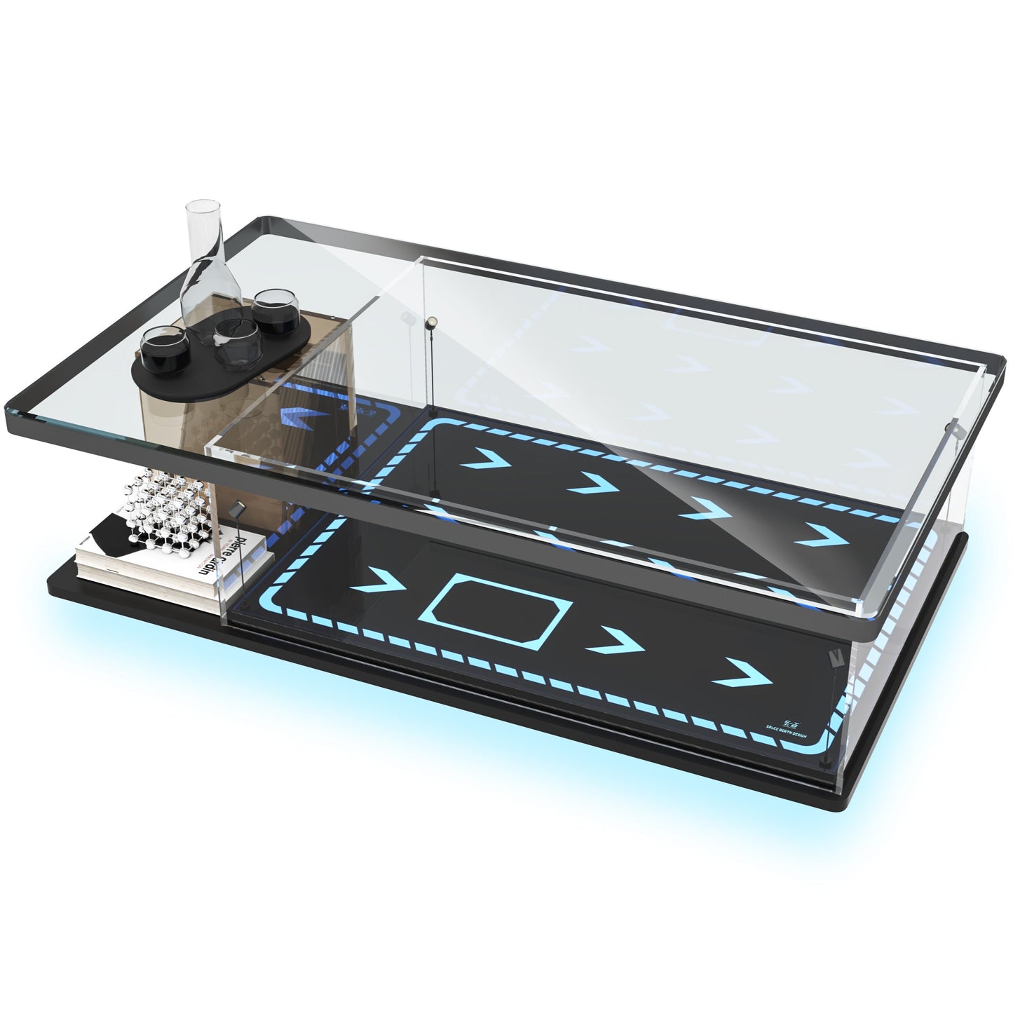 LED Acrylic & Glass Coffee Table - Perfect Display Case for LEGO 75192 Millennium Falcon (Model Not Included)