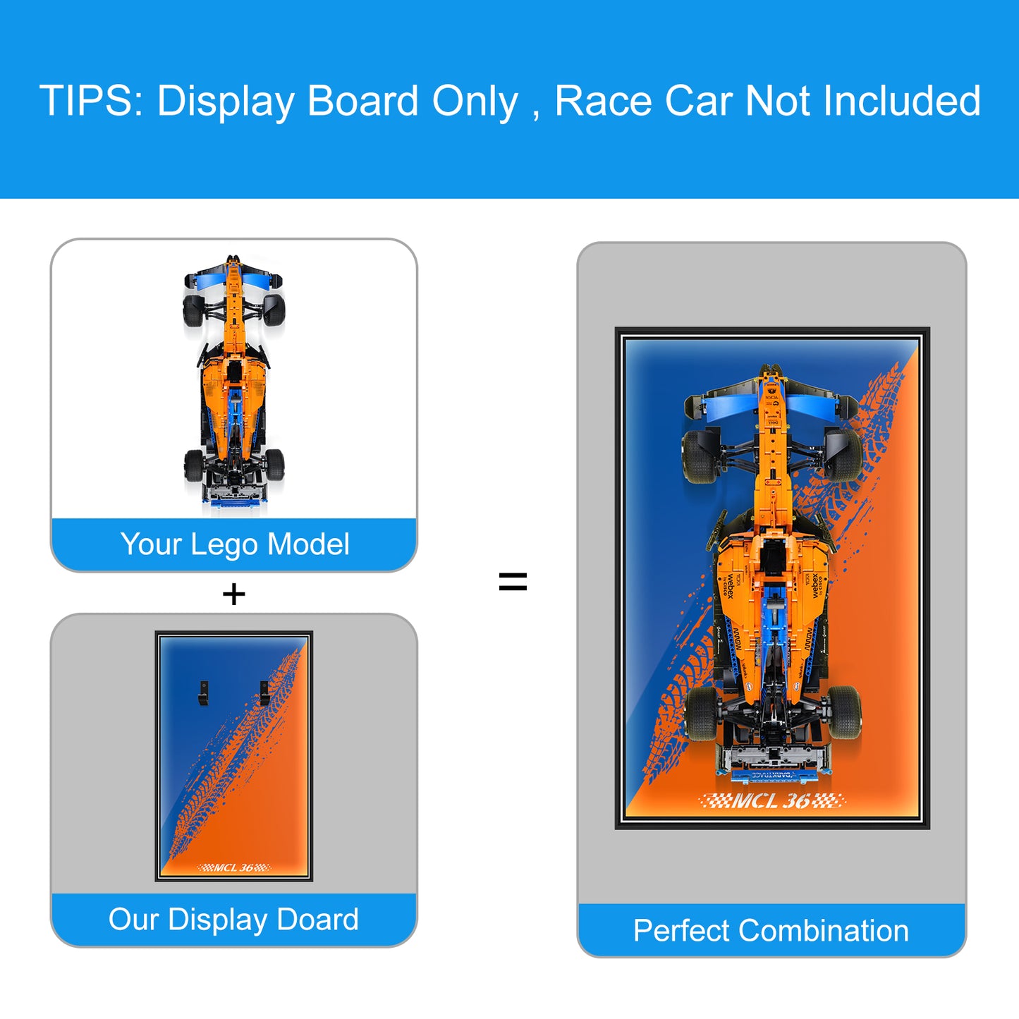 LED Light Display Wall Mount for Lego Technic 42141 McLaren F1 Car (Lego set Not Included) F1 Car