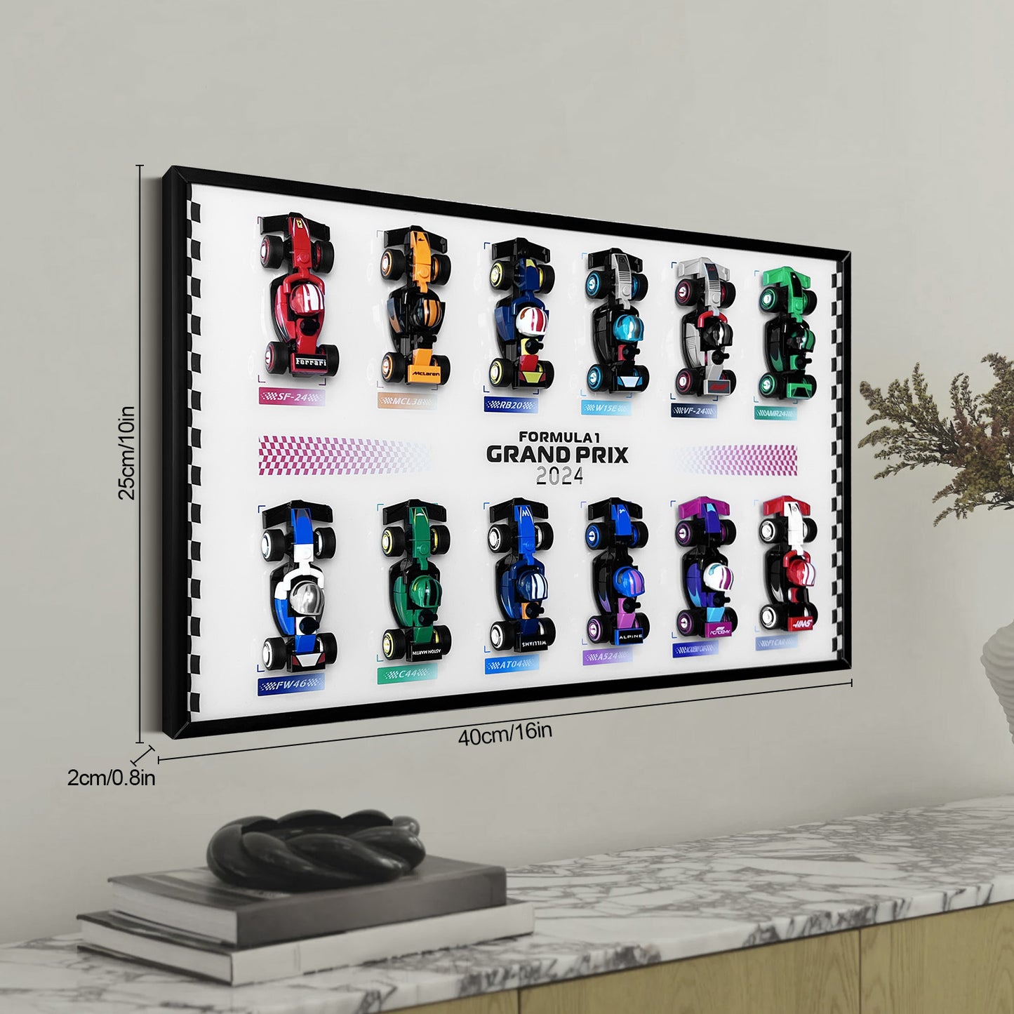Acrylic Display Wall Mount for Lego 71049 Mini Collectible F1 Car (Lego set Not Included)
