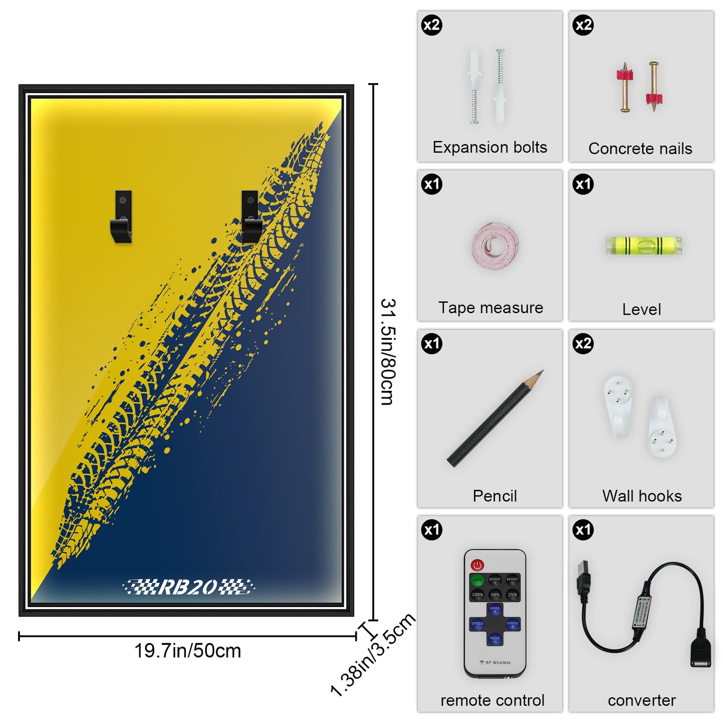 LED Light Display Wall Mount for Lego Technic 42206 Oracle Red Bull Racing RB20 F1 Car (Lego set Not Included)