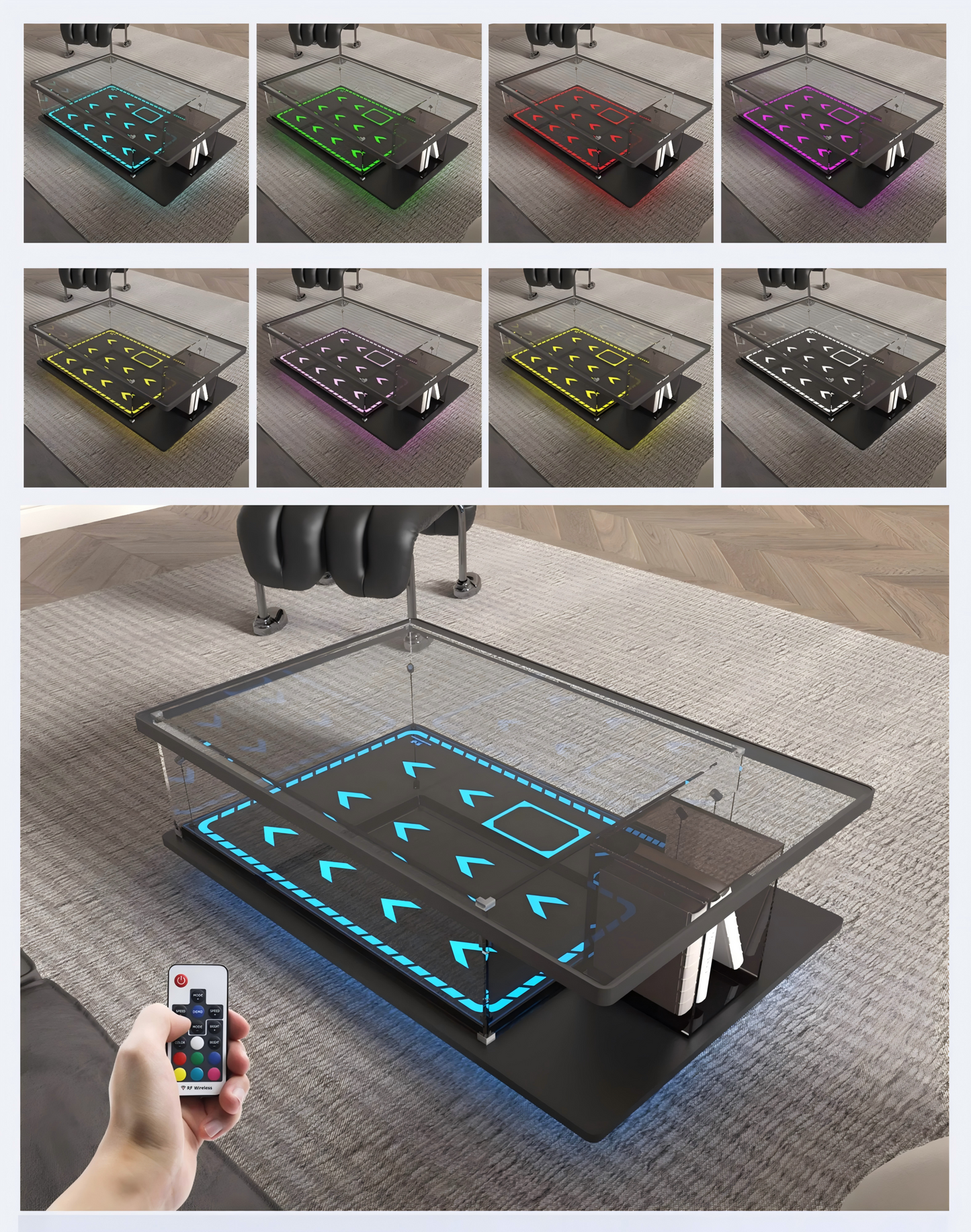 LED Acrylic & Glass Coffee Table - Perfect Display Case for LEGO 75192 Millennium Falcon (Model Not Included)