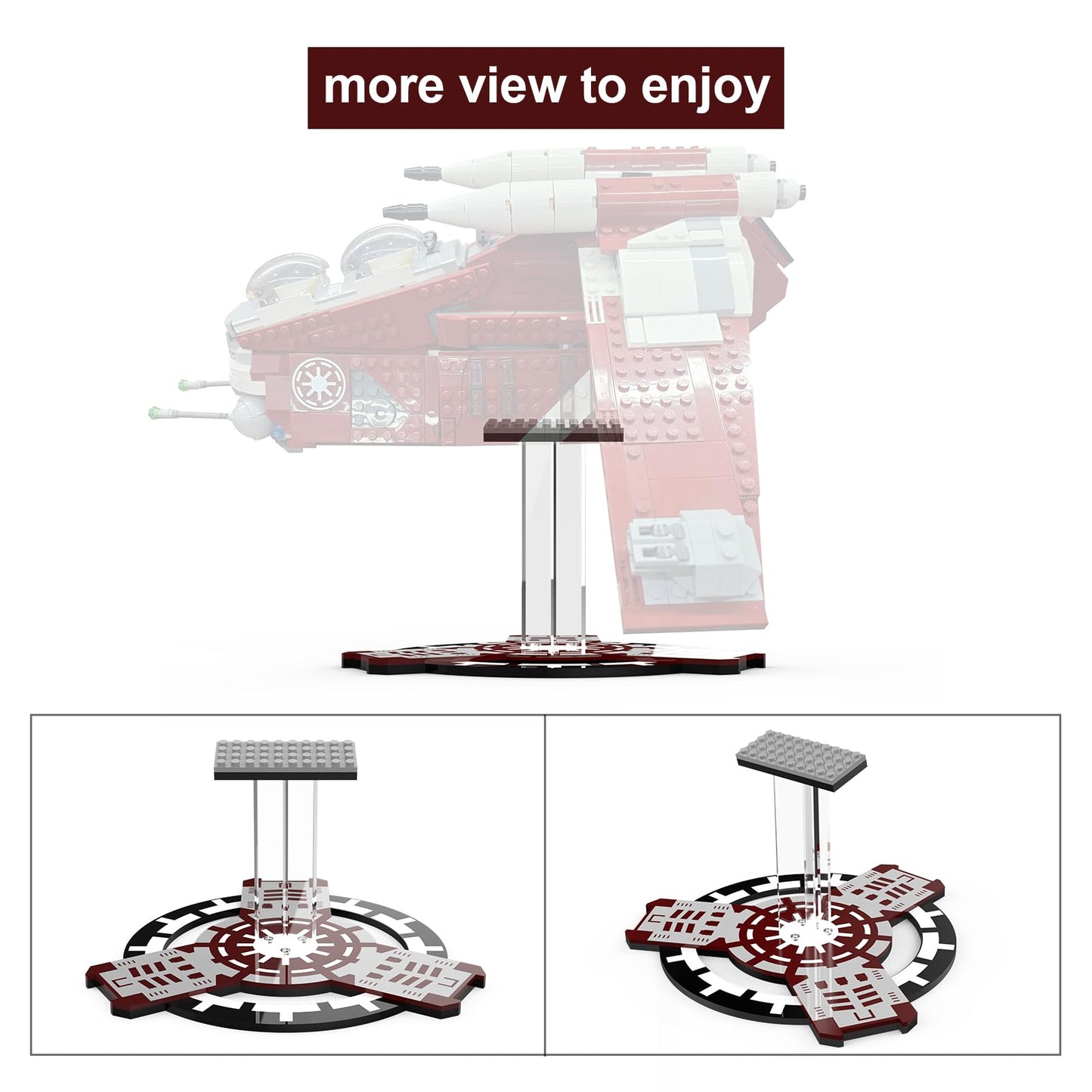 Acrylic Display Stand for Lego 75354 Star Wars The Clone Wars Coruscant Guard Gunship (Lego Set Not Included)