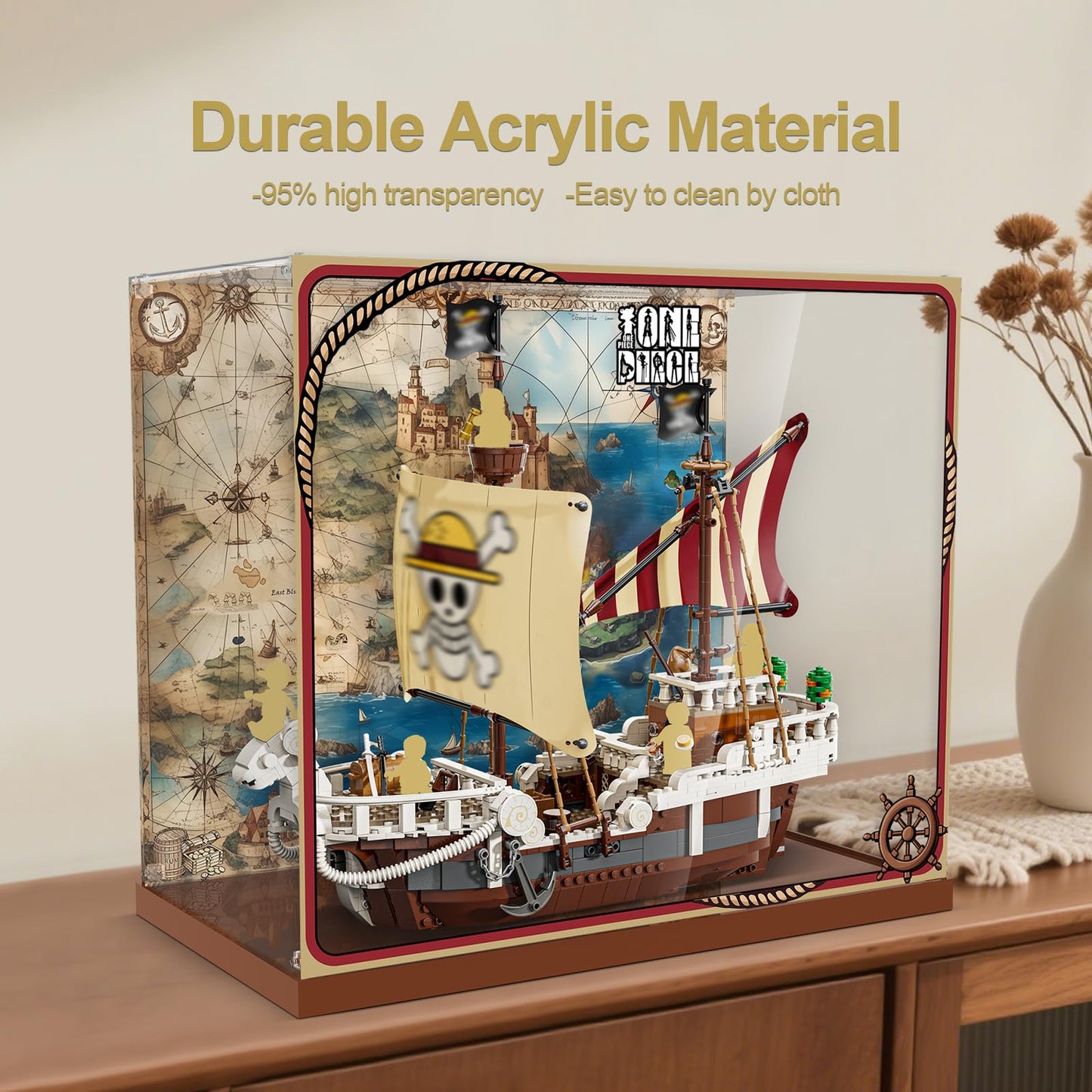 Acrylic Display Case for Lego 75639 The Going Merry Pirate Ship (Lego set not included).