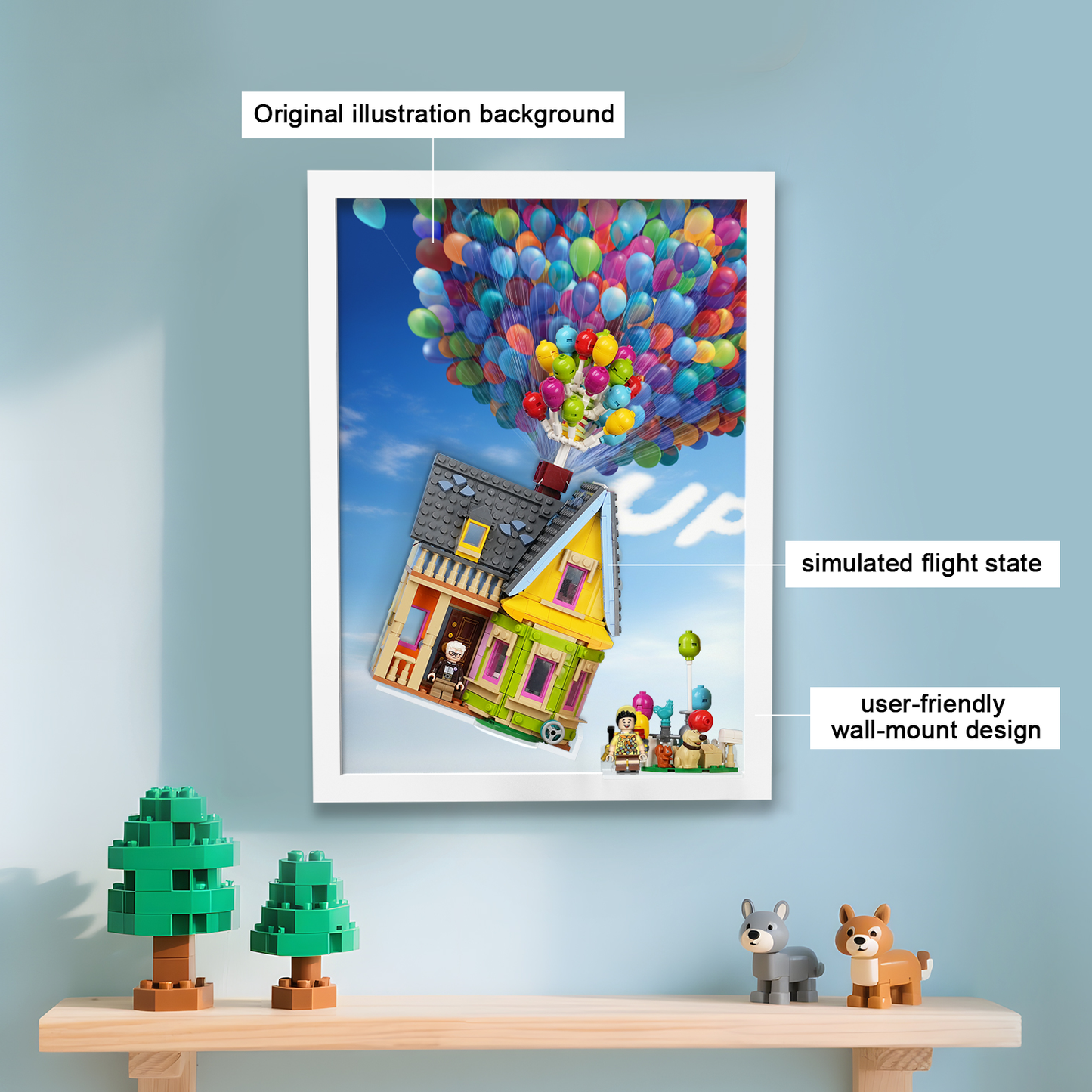 Acrylic Display Wall Mount for Lego 43217 UP HOUSE (Lego set Not Included)