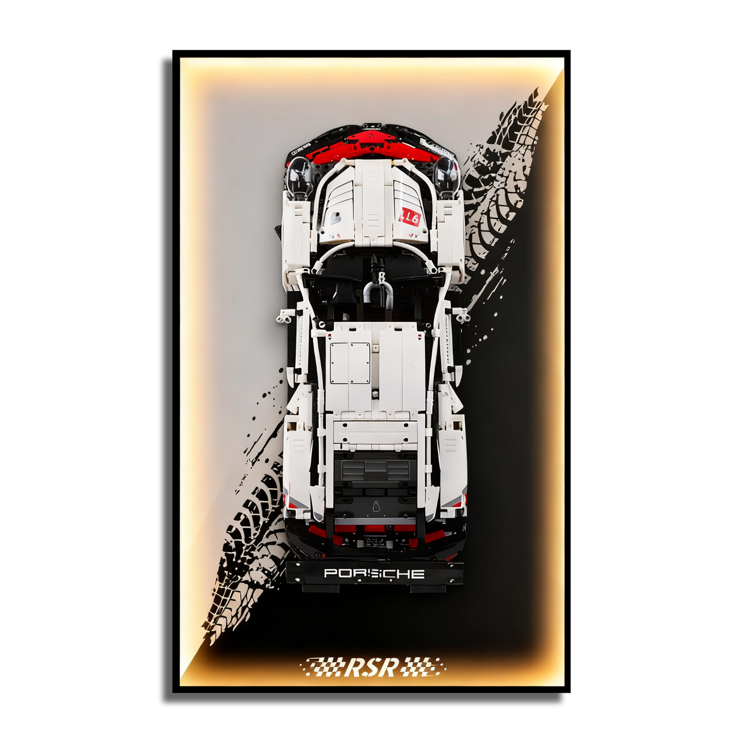 LED Light Display Wall Mount for Lego Technic 42096 Porsche 911 RSR (Lego set Not Included)