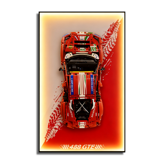 LED Light Display Wall Mount for Lego Technic 42125  Ferrari 488 GTE “AF Corse #51” Race Car (Lego Set Not Included)