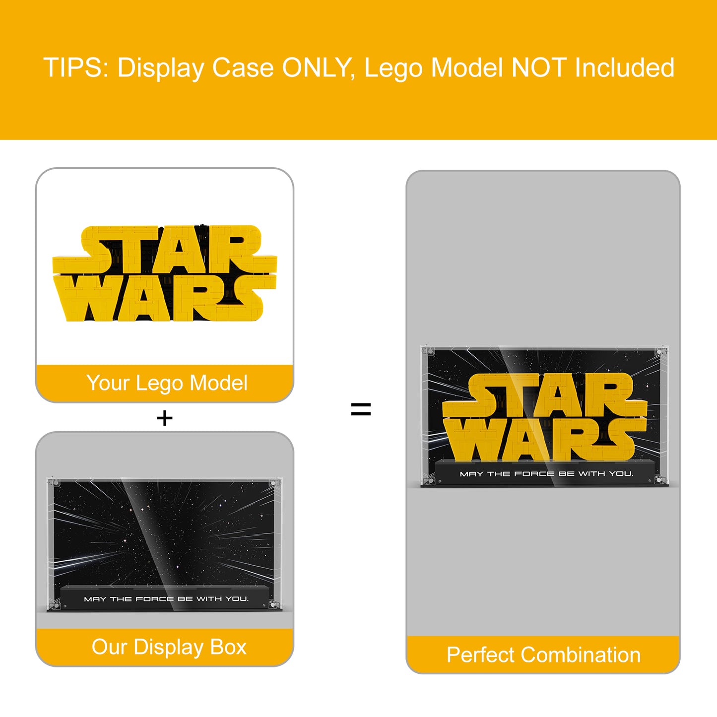 【Acrylic Display Case】for Lego 75407 Brick-Built Star Wars Logo (ONLY Box, NOT Model)