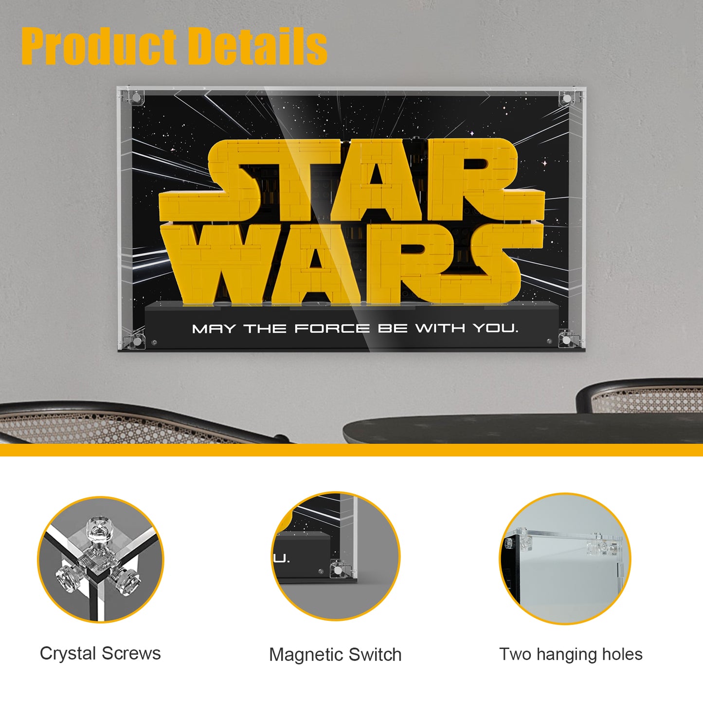 【Acrylic Display Case】for Lego 75407 Brick-Built Star Wars Logo (ONLY Box, NOT Model)