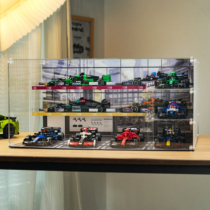 Acrylic Display Case for Lego 66802 F1 Cars Speed Champions Ultimate Formula 1 Collector's Pack (Lego set Not Included)