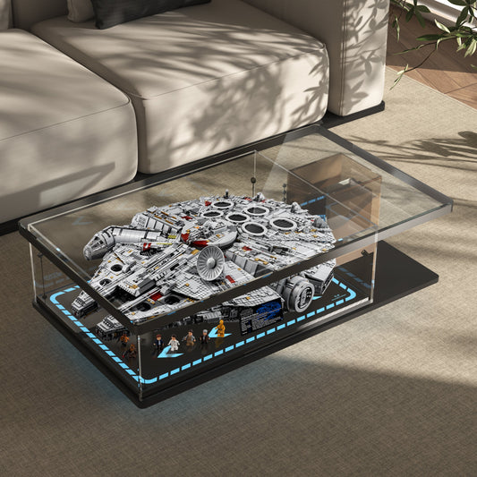 LED Acrylic & Glass Coffee Table - Perfect Display Case for LEGO 75192 Millennium Falcon (Model Not Included)