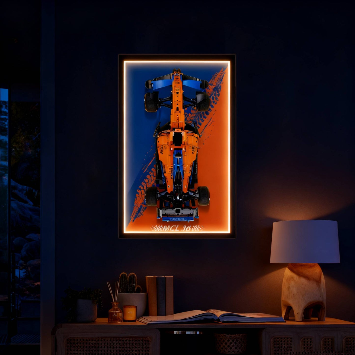LED Light Display Wall Mount for Lego Technic 42141 McLaren F1 Car (Lego set Not Included) F1 Car