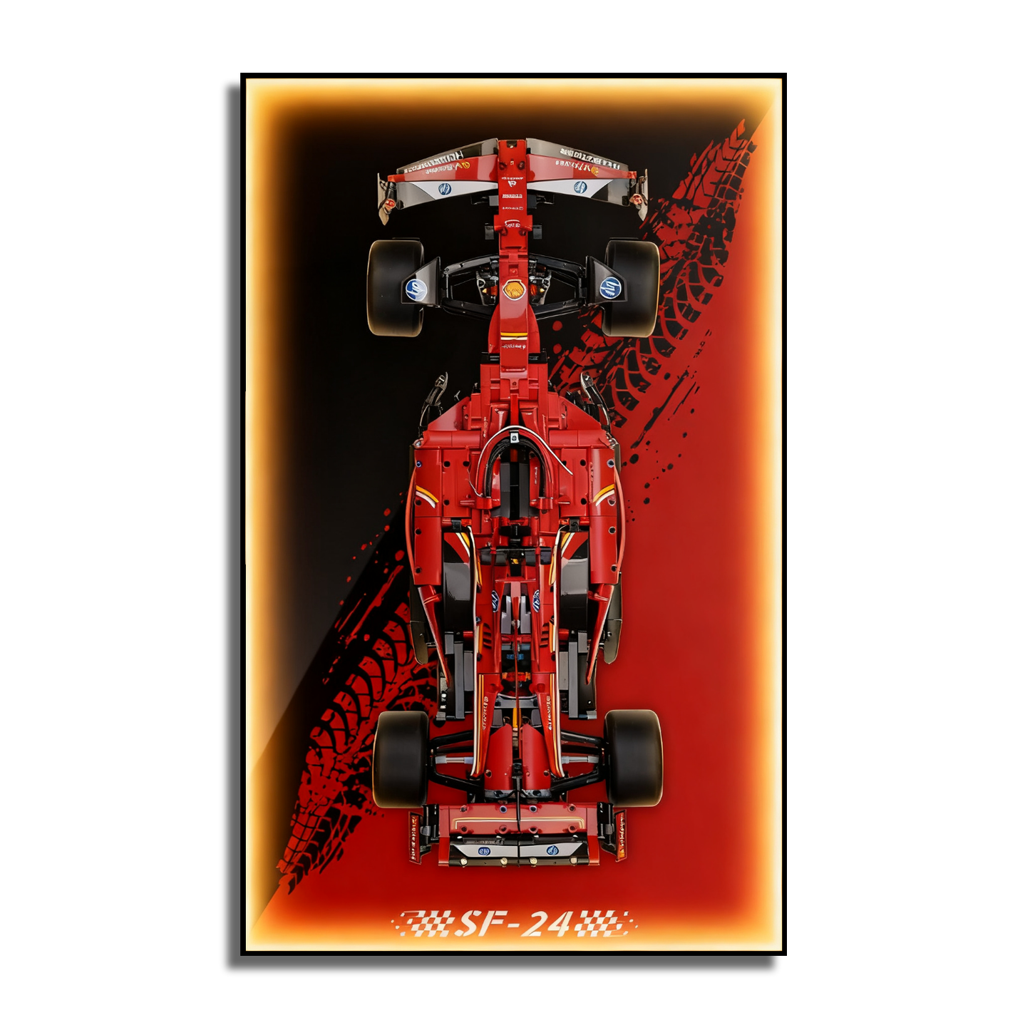 LED Light Acrylic Display Wall Mount for Lego Technic 42207 Ferrari SF-24 F1 Car (Lego Set Not Included)