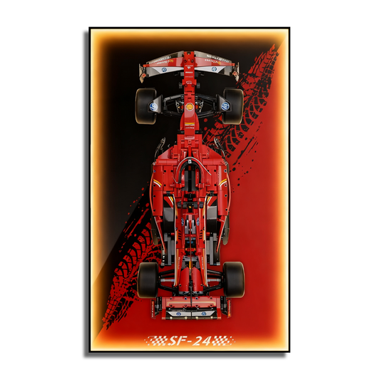 LED Light Acrylic Display Wall Mount for Lego Technic 42207 Ferrari SF-24 F1 Car (Lego Set Not Included)