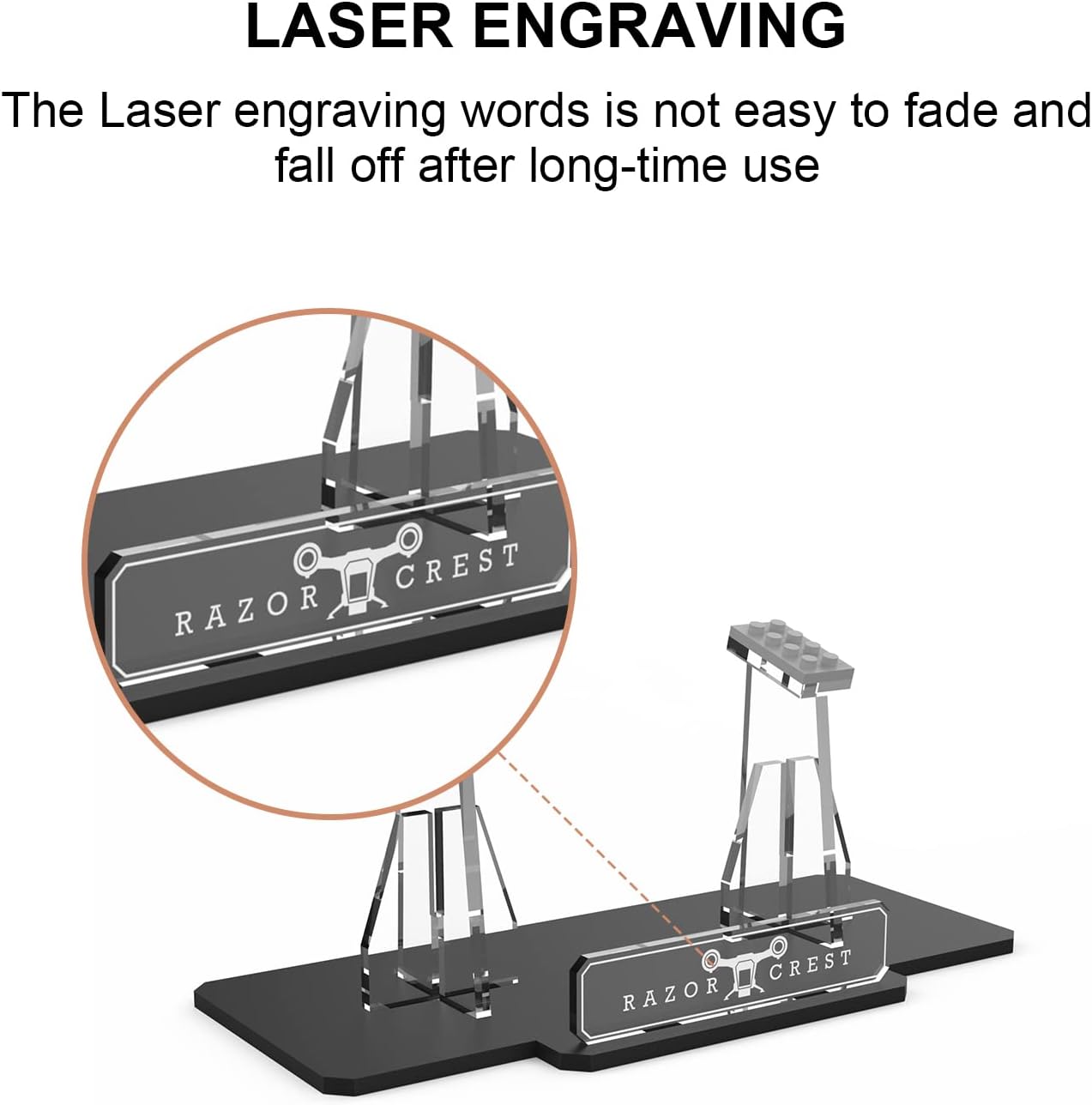 Acrylic Display Stand for Lego 75292 Star Wars Razor Crest (Lego set not included).