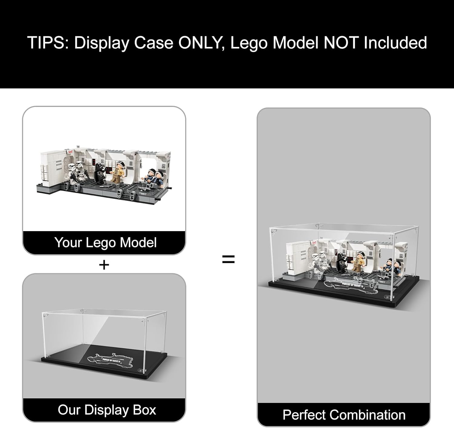 Nookbricks Acrylic Display Case for Lego Star Wars Boarding The Tantive IV Building Set - Display Box for Lego 75387 Collectible Star Wars Toy