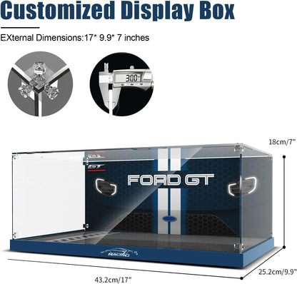 Acrylic Display Case for LEGO Technic 2022 Ford GT 42154 Car Model Kit, Clear Acrylic Plate with Base & Painted Background