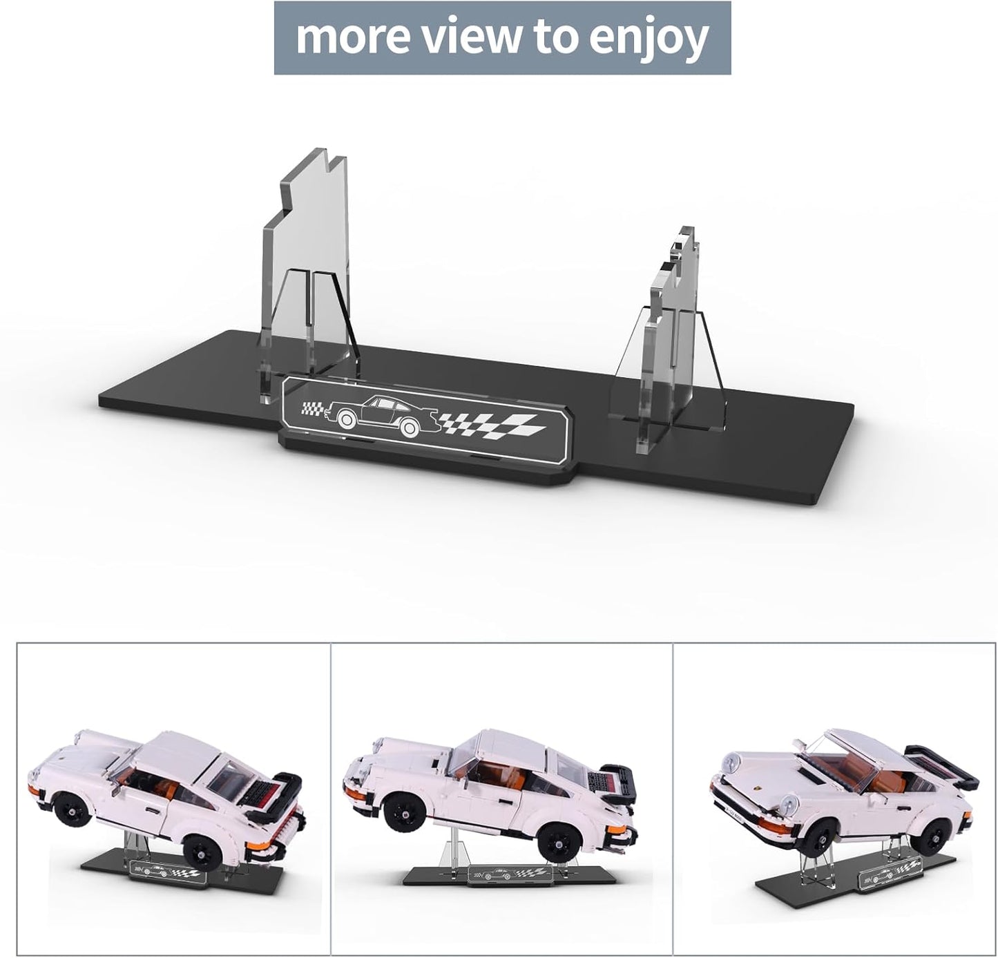 Nookbricks Acrylic Display Stand for Lego Porsche 911, 5MM Thick Acrylic ,Transparent Display Stand, Design Compatible with Lego 10295