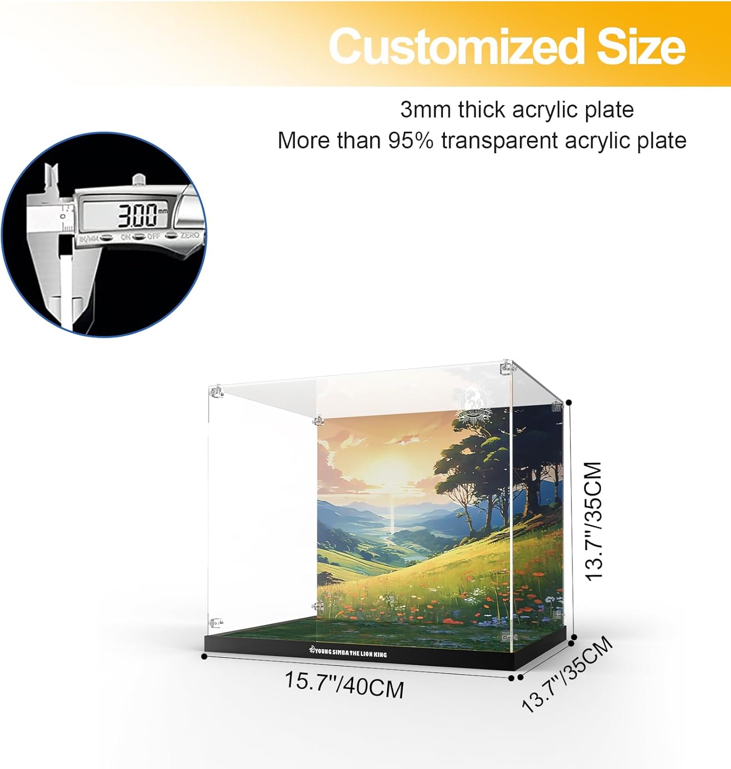 Acrylic Display Case for Lego 43247 Young Simba the Lion King (Lego set Not Included)