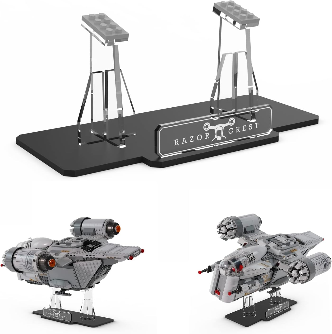 Acrylic Display Stand for Lego 75292 Star Wars Razor Crest (Lego set not included).