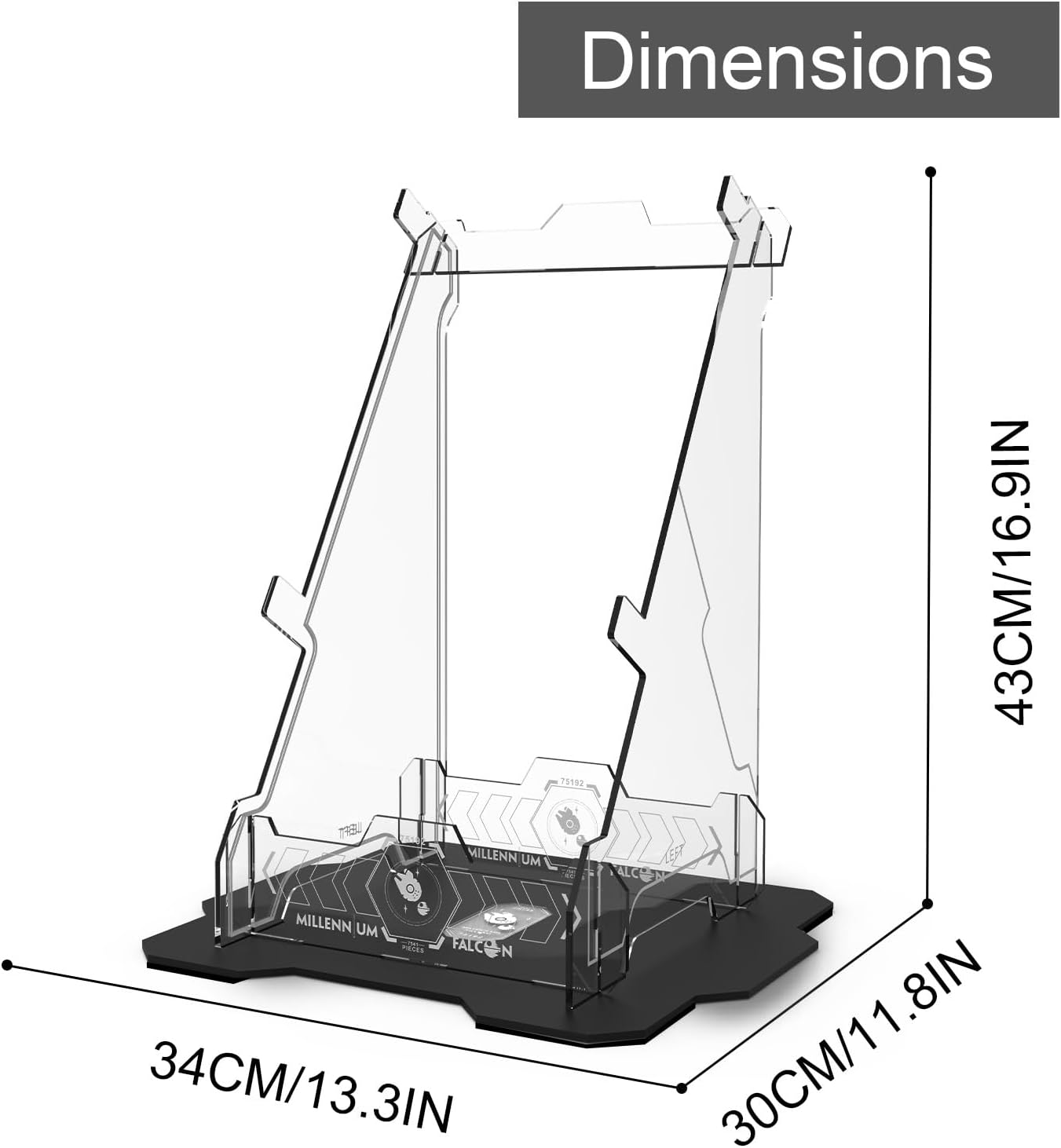 Nookbricks Acrylic Display Stand for Lego Star Wars Ultimate Millennium Falcon Building Set,Vertical Display Bracket for Lego 75192 Starship Model