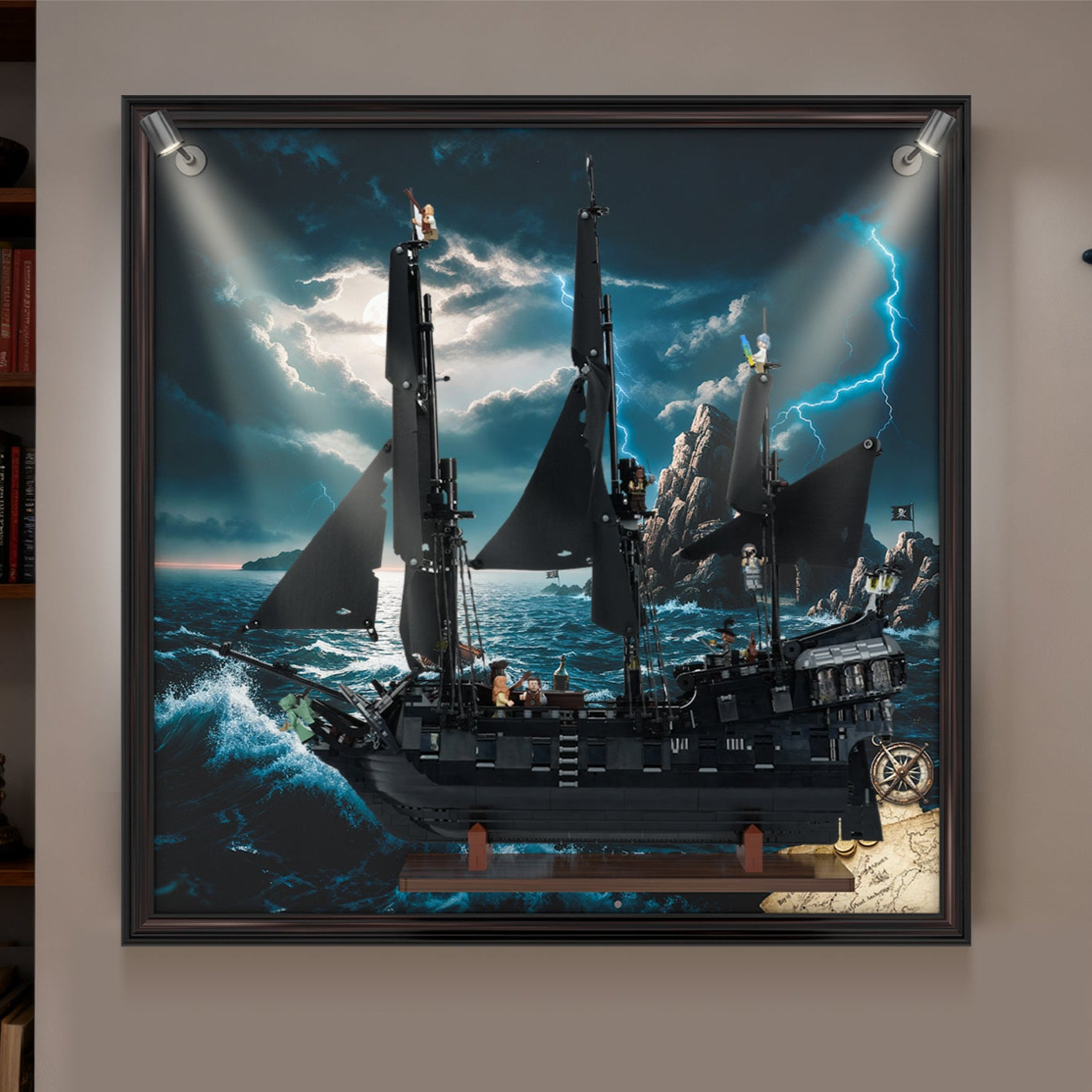 LED Light Display Wall Mount for Lego Icons 10365 Movie-accurate Jack Sparrow's Pirate Ship (Lego Set Not Included) Collector's Series