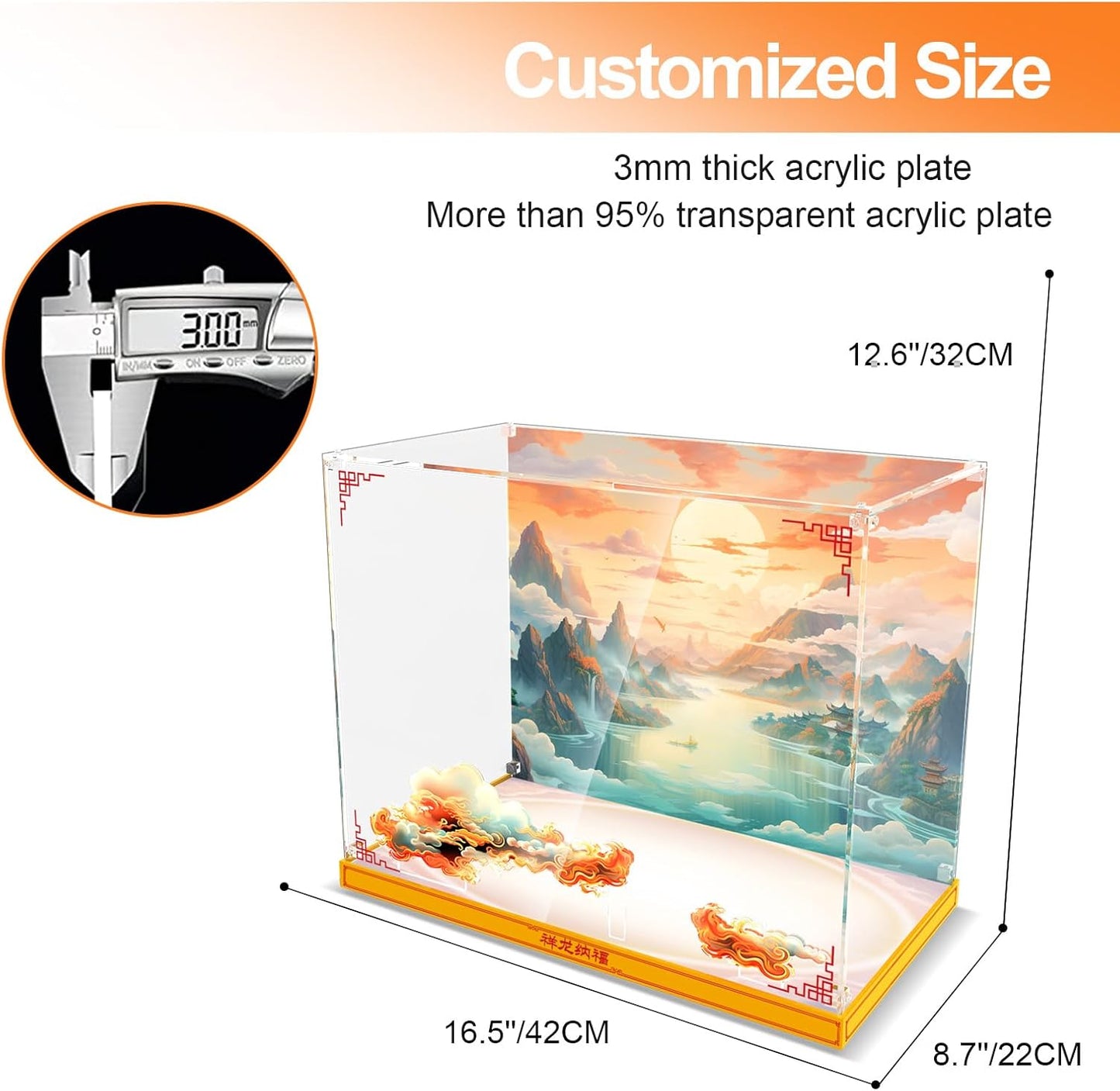 Nookbricks Acrylic Display Case for Lego Spring Festival Auspicious Dragon 80112 Building Set, Dustproof Display Box for Dragon Toy Building Set, Perfect Display Model