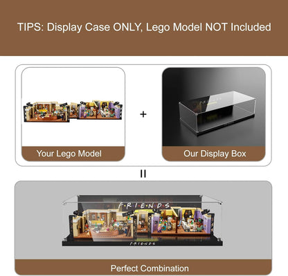 Acrylic Display Case for LEGO Ideas 21319 Central Perk, Customized Decorative Box for The Friends Block Model, Clear Acrylic Plate with Base & HD Painted Background