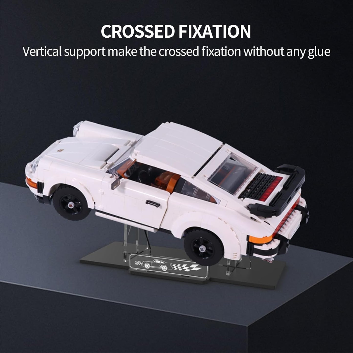 Nookbricks Acrylic Display Stand for Lego Porsche 911, 5MM Thick Acrylic ,Transparent Display Stand, Design Compatible with Lego 10295