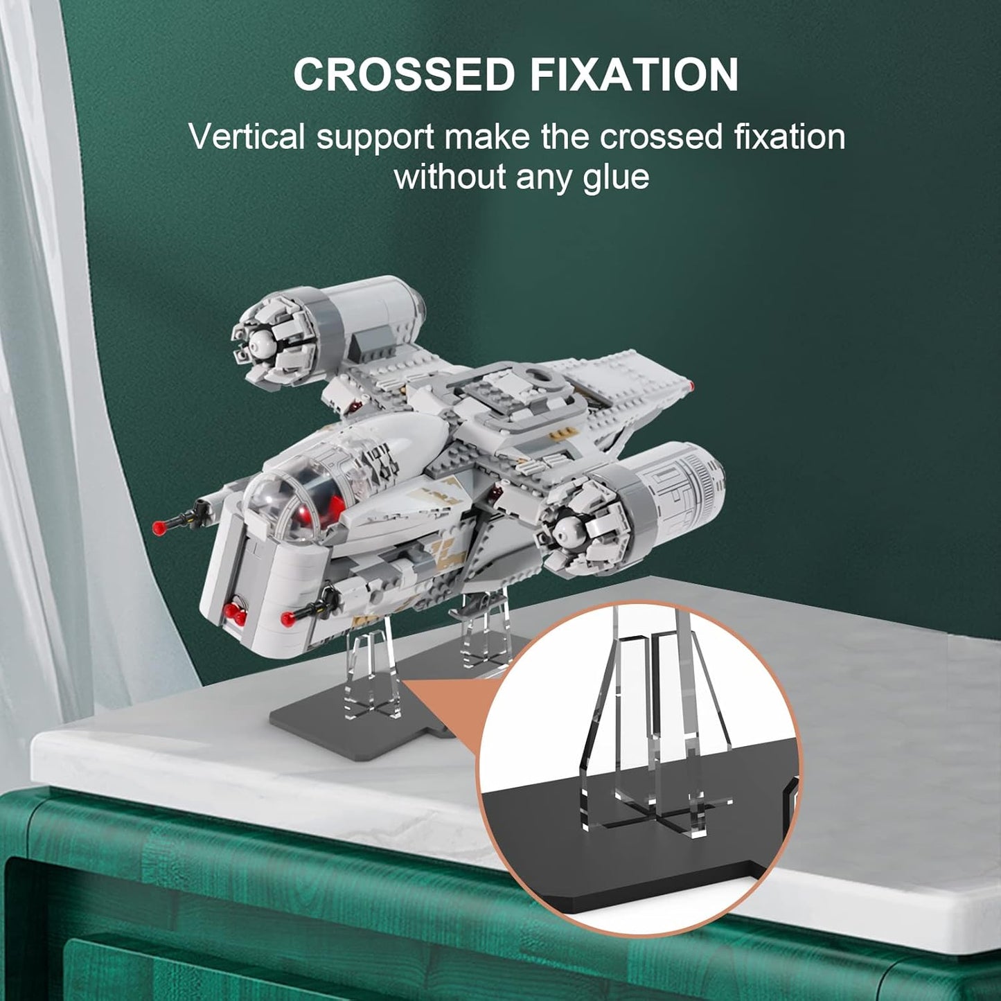 Acrylic Display Stand for Lego 75292 Star Wars Razor Crest (Lego set not included).