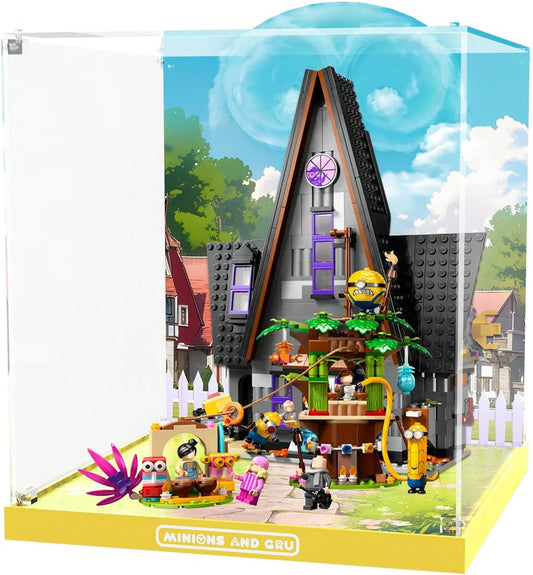 Acrylic Display Case for Lego Minions and Gru's Family Mansion - Display Box Compatible with Lego 75583 Minions Toy House and Tree Playset