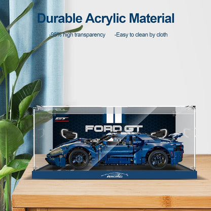Acrylic Display Case for LEGO Technic 2022 Ford GT 42154 Car Model Kit, Clear Acrylic Plate with Base & Painted Background