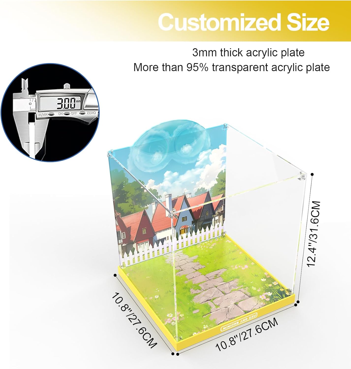 Acrylic Display Case for Lego Minions and Gru's Family Mansion - Display Box Compatible with Lego 75583 Minions Toy House and Tree Playset