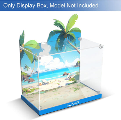 Nookbricks Acrylic Display Case for Lego Disney Stitch Toy Building Kit - Display Box Compatible with Lego 43249, Clear Acrylic Plate with Base & HD Painted Background