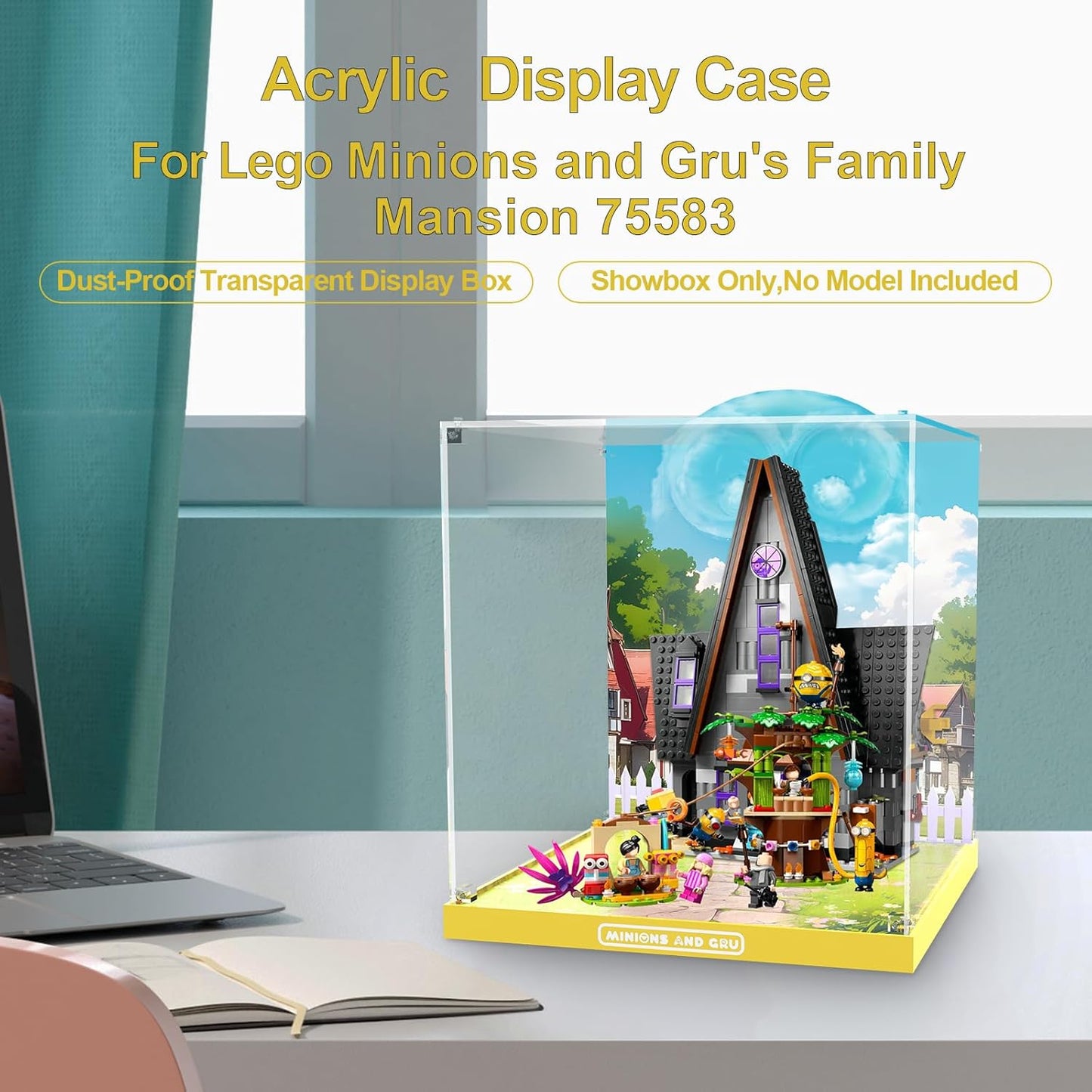 Acrylic Display Case for Lego Minions and Gru's Family Mansion - Display Box Compatible with Lego 75583 Minions Toy House and Tree Playset