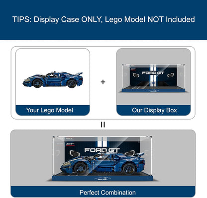 Acrylic Display Case for LEGO Technic 2022 Ford GT 42154 Car Model Kit, Clear Acrylic Plate with Base & Painted Background