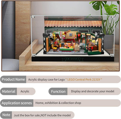 Acrylic Display Case for LEGO Ideas 21319 Central Perk, Customized Decorative Box for The Friends Block Model, Clear Acrylic Plate with Base & HD Painted Background