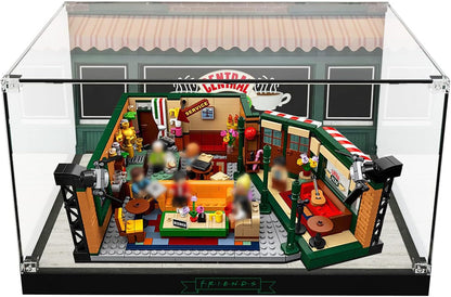 Acrylic Display Case for LEGO Ideas 21319 Central Perk, Customized Decorative Box for The Friends Block Model, Clear Acrylic Plate with Base & HD Painted Background