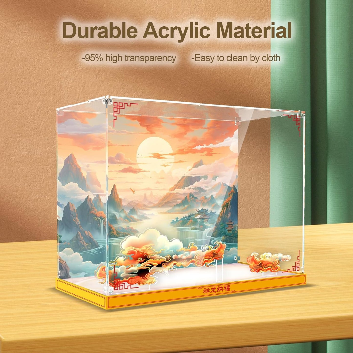 Nookbricks Acrylic Display Case for Lego Spring Festival Auspicious Dragon 80112 Building Set, Dustproof Display Box for Dragon Toy Building Set, Perfect Display Model