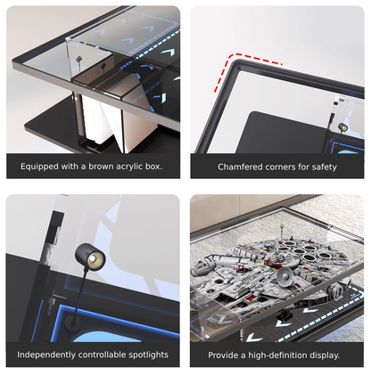 LED Acrylic & Glass Coffee Table - Perfect Display Case for LEGO 75192 Millennium Falcon (Model Not Included)