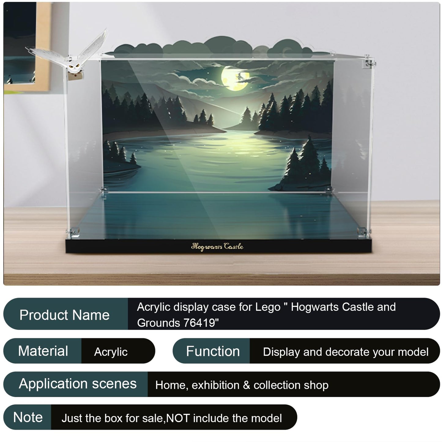 Acrylic Display Case for Lego 76419 Harry Potter Hogwarts Castle and Grounds (Lego set Not Included)