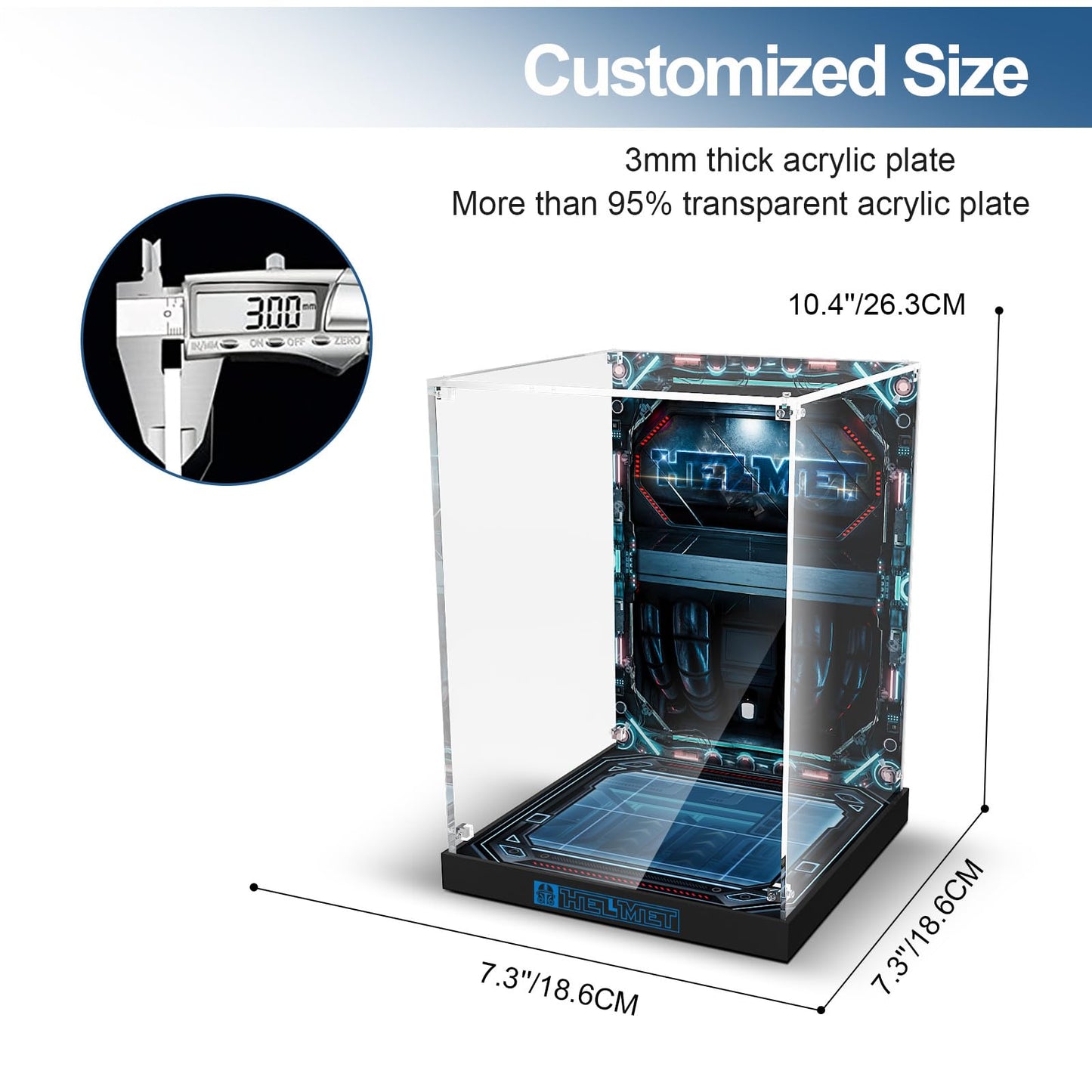 Acrylic Display Case for Lego Star Wars 75349/75350 Helmets (Lego set not included).