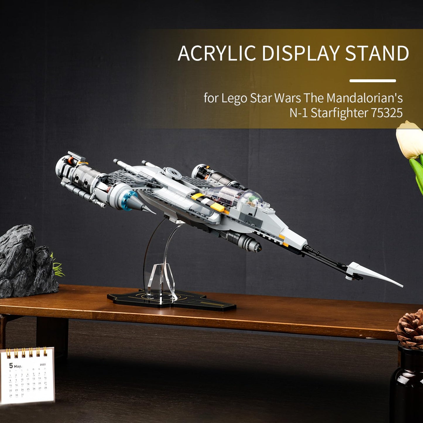 Acrylic Display Stand for Lego 75325 Star Wars the Mandalorian's N-1 Starfighter (Lego set not included)