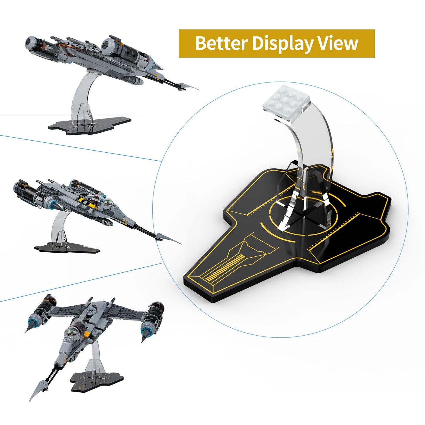 Acrylic Display Stand for Lego 75325 Star Wars the Mandalorian's N-1 Starfighter (Lego set not included)