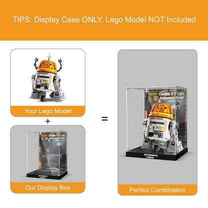 Acrylic Display Case for Lego 75416 Chopper (C1-10P) Astromech Droid (Lego Set Not Included)