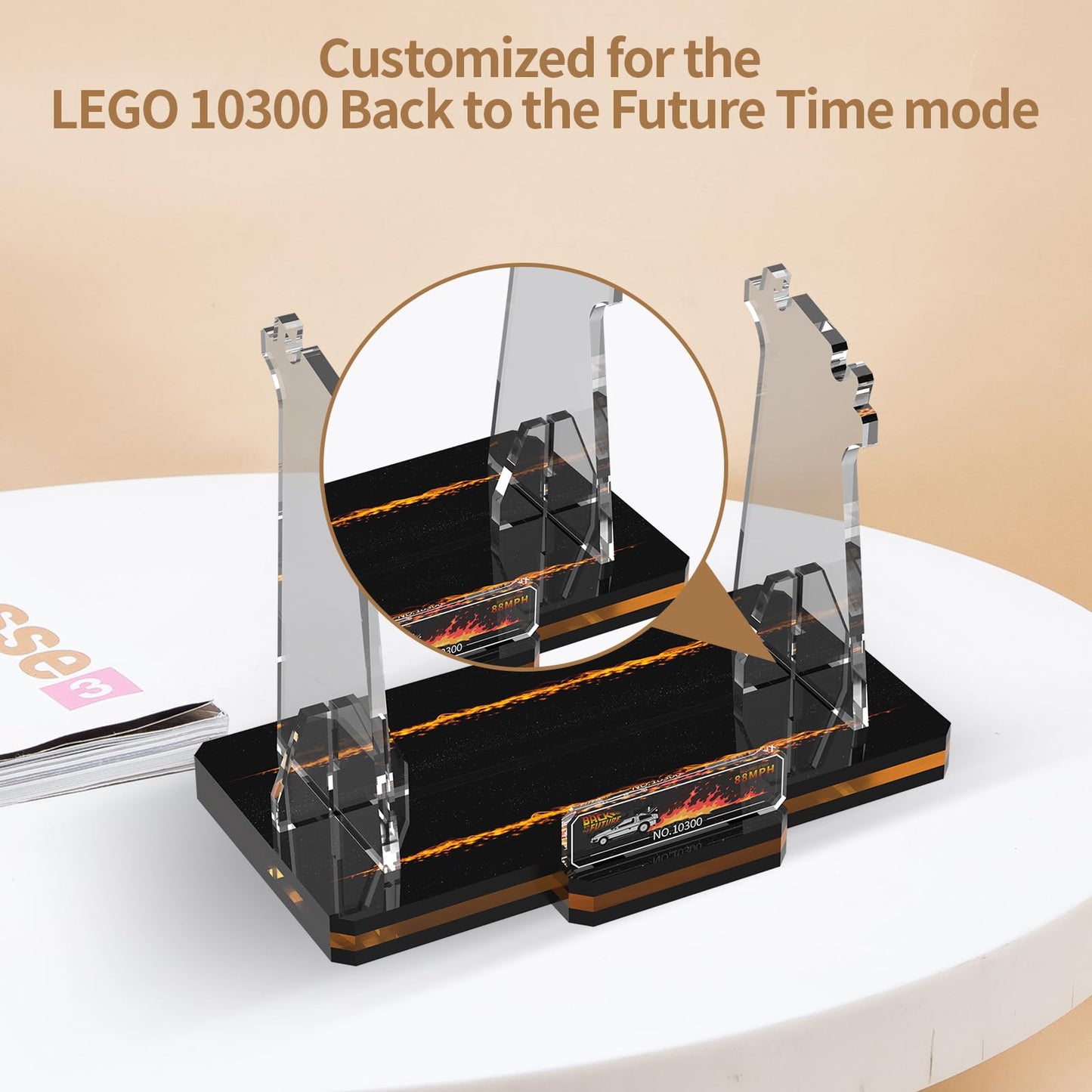 Acrylic Display Stand for Lego 10300 Back to the Future (Lego set Not Included)