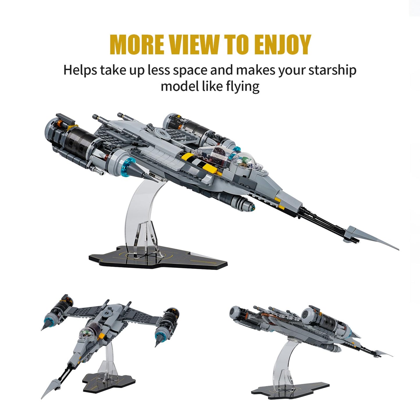 Acrylic Display Stand for Lego 75325 Star Wars the Mandalorian's N-1 Starfighter (Lego set not included)