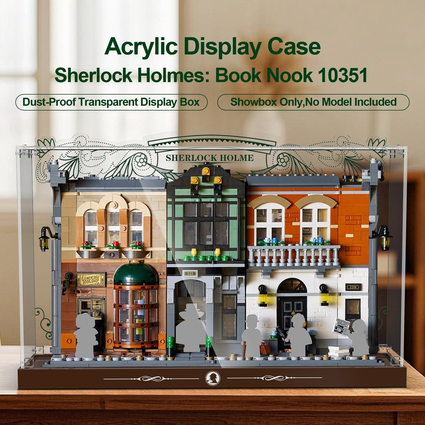 Acrylic Display Case for Lego 10351 Sherlock Holmes Book Nook (Lego set Not Included)