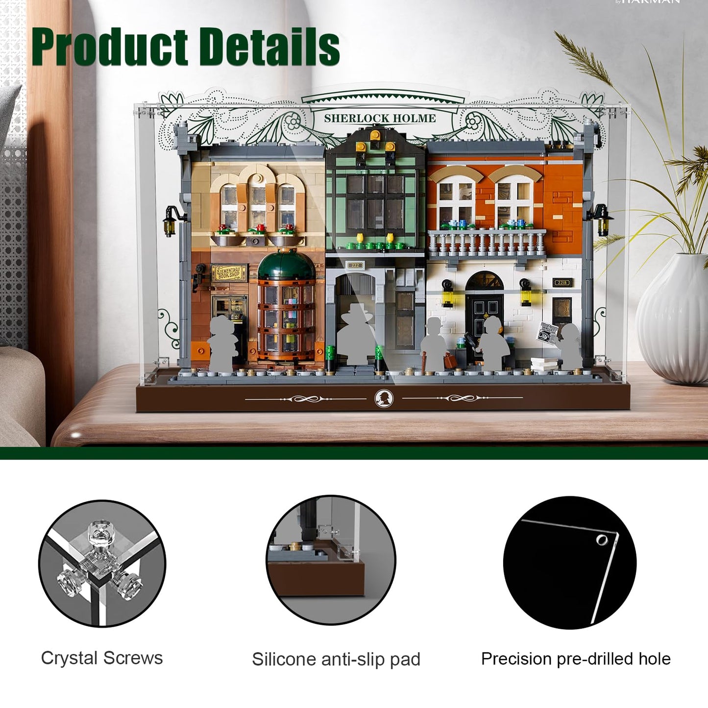 Acrylic Display Case for Lego 10351 Sherlock Holmes Book Nook (Lego set Not Included)