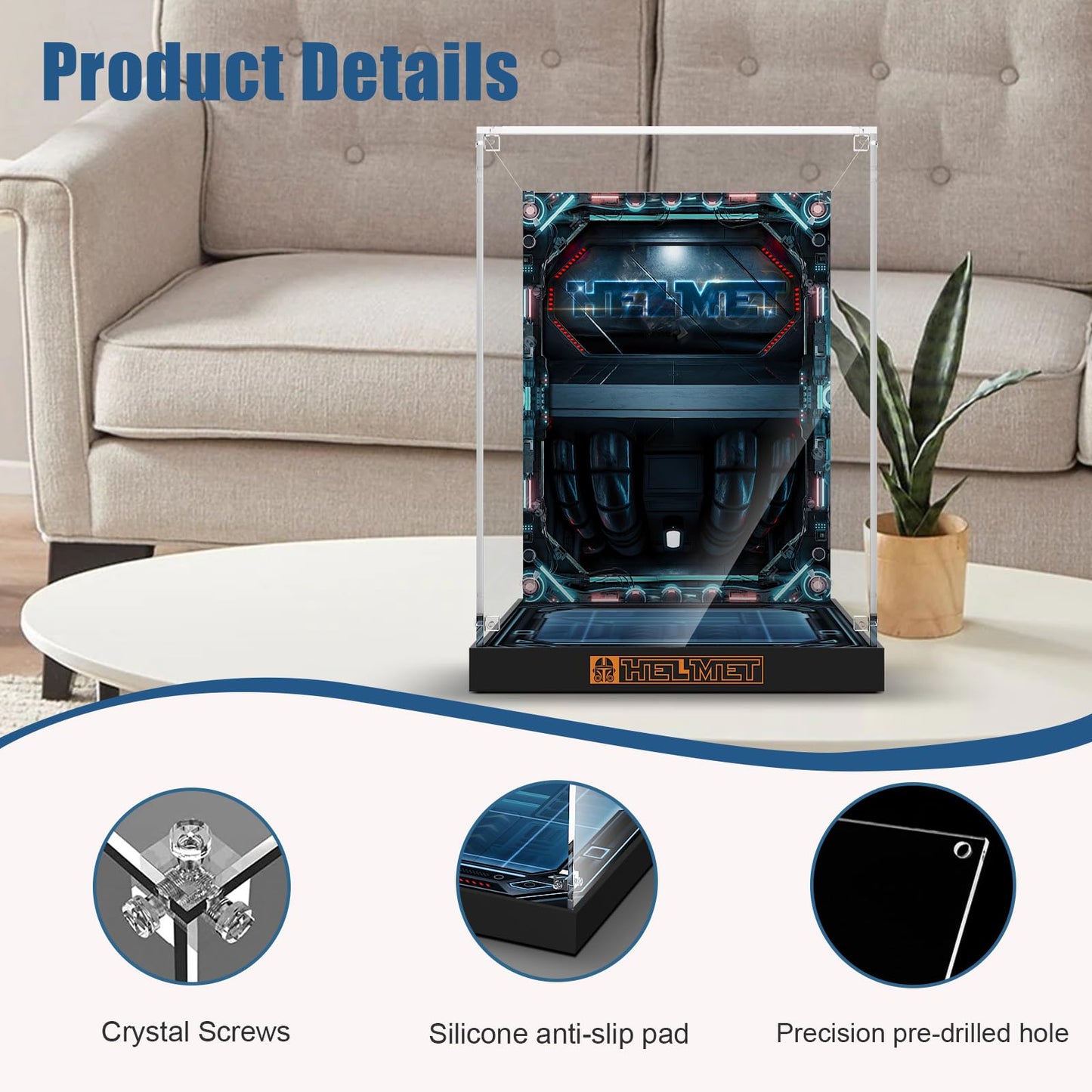 Acrylic Display Case for Lego Star Wars 75349/75350 Helmets (Lego set not included).
