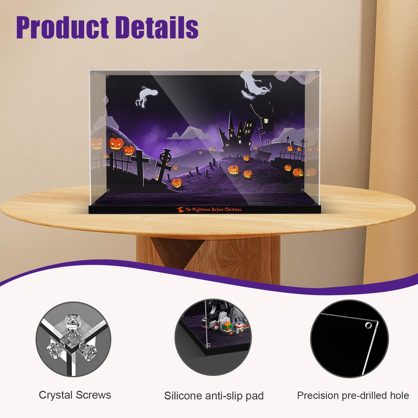Acrylic Display Case for Lego 21351 Disney Tim Burton's The Nightmare Before Christmas (Lego set Not Included).